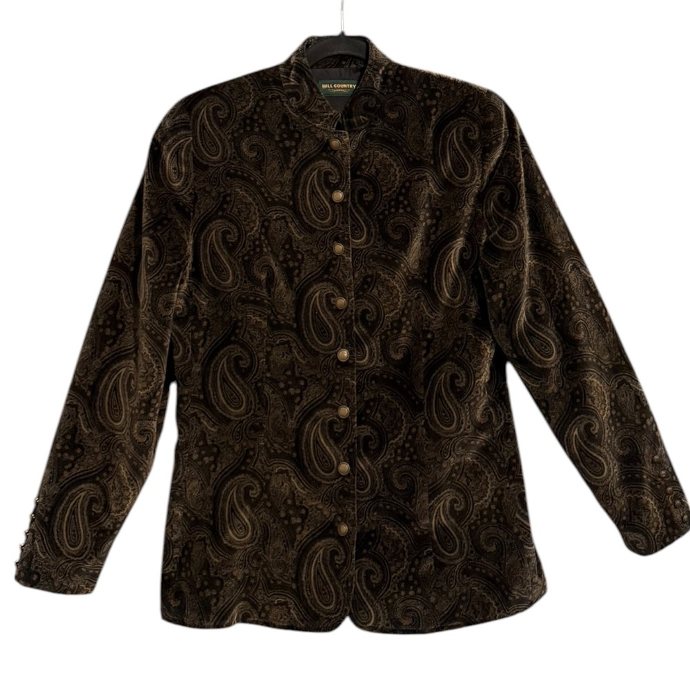VTG Hill Country Clothiers Paisley Jacket Size 8 Made in USA Cotton Goblincore